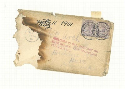 Lot 120 - Disaster Mail. Boer War. A cover addressed to Hull, part burnt, bearing Great Britain 1d lilac...