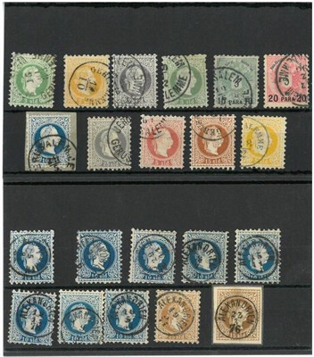 Lot 140 - Austrian Levant. A selection of twenty seven stamps each collected for their postmarks....