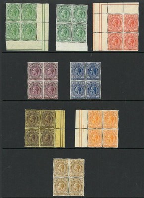 Lot 171 - Falkland Islands. 1921 - 1928 Eight mint blocks of four to 1s. Also four top sheet blocks of...