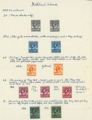 Lot 172 - Falkland Islands. Two album pages bearing King George V Whale and Penguins issues both line and...