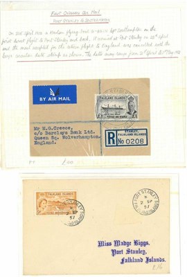 Lot 175 - Falkland Islands, Dependencies etc. Falkland Islands April 21 1951 Registered cover to...