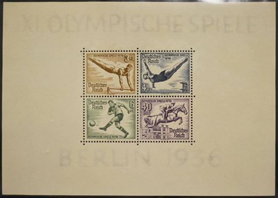 Lot 187 - Germany. A binder housing various 1930's M/S's mint and used. Includes 1936 Summer Olympics...