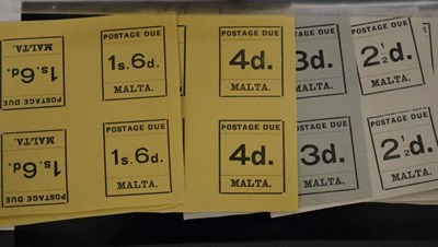 Lot 224 - Malta. 1925 Postage Dues. Set of ten unused in tete-beche blocks of four. No creases between pairs