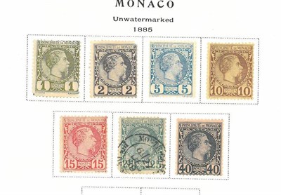 Lot 226 - Monaco. An 1885 to 2000 mint and used collection on loose printed album pages. Noted 1885 issues to