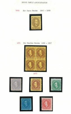 Lot 261 - Sarawak. 1869 to 1986 mainly mint collection on loose album leaves. Includes 1888 to 1897 set; 1899