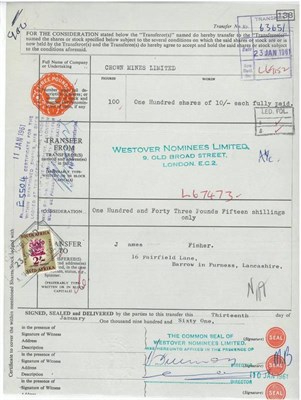 Lot 265 - South Africa. Over fifty transfer documents