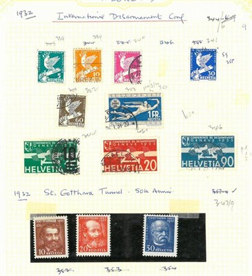 Lot 269 - Switzerland. An 1845 to 1999 ' untidy' used collection on loose album leaves Loose album pages...