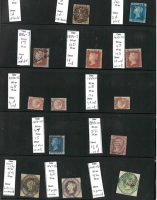 Lot 304 - Great Britain. A range of Queen Victoria mint on used on stock cards. Variable condition