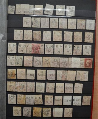 Lot 322 - Great Britain. A collection of mainly Queen Victorian used perfins (including blocks) in two...