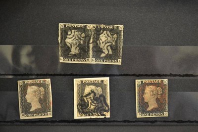 Lot 344 - Great Britain. 1840 1d black LH/LI horizontal pair, two margins, cancelled with black Maltese...