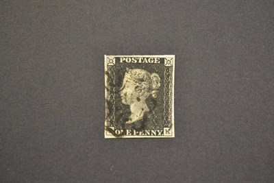 Lot 345 - Great Britain. 1840 1d black A-K, plate eight. Four margins used with black Maltese cross