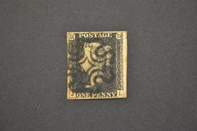 Lot 351 - Great Britain. 1840 1d black J-L four margins (right huge). Used with good black Maltese cross