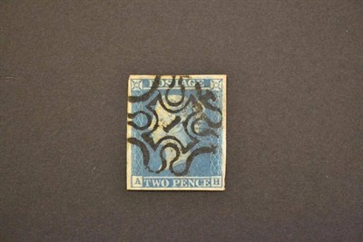 Lot 365 - Great Britain. 1849 2d blue A-H. Four margins used with black number 1 Maltese cross