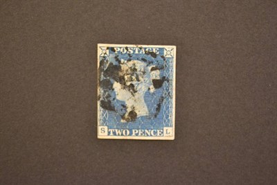 Lot 381 - Great Britain. 1840 2d blue S-L. Four margins, used with black Maltese cross