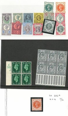 Lot 384 - Great Britain. Stock cards housing a small assortment of better mint and used, all reigns. Includes
