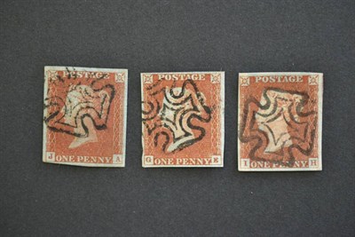 Lot 387 - Great Britain. Three 1841 1d red, all four margins and used with black Maltese crosses from Dublin