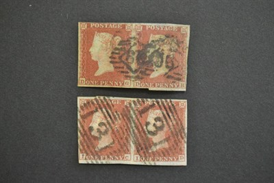Lot 392 - Great Britain. 1841 1d red DG/DH horizontal pair. Also IC/ID horizontal pair. Both four margins and