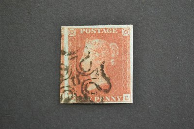 Lot 393 - Great Britain. 1841 1d red brown E-L. Four margins, used number 11 in black Maltese cross