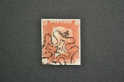Lot 394 - Great Britain. 1841 1d red brown F - G. Four margins, used with fine number 12 Maltese cross