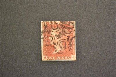 Lot 400 - Great Britain. 1841 1d red brown R-C. Four margins, used with Number 4 in Maltese cross