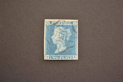 Lot 408 - Great Britain. 1841 2d blue P-E. Four good margins, cancelled by Scottish type 1 (small centre)...