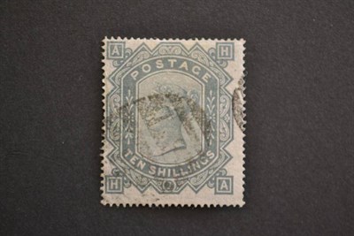 Lot 425 - Great Britain. 1878 10s greenish grey H-A, used. Centred to top left