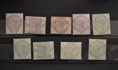 Lot 428 - Great Britain. 1883 to 1884 1 1/2d lilac to 1s dull green. Many with no gum. Excellent space...
