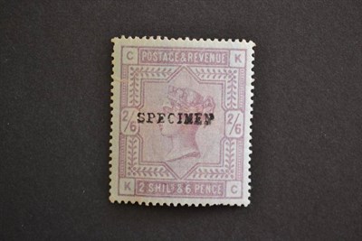 Lot 429 - Great Britain. 1883 2s6d blued paper, mint. overprinted Specimen. Small tear not detracting