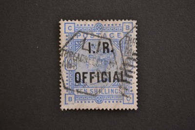 Lot 439 - Great Britain. 1890 10s B-C overprinted I.R. Official with raised stop after 'R', used
