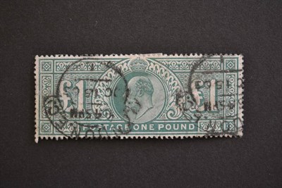 Lot 442 - Great Britain. A 1902 £1 green used. A very small tear not detracting