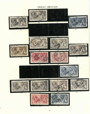 Lot 448 - Great Britain. A range of 1913 to 1915  Sea horses to 10s, all printers. 2s6d (10), 5s (3), 10s...