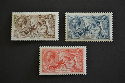 Lot 451 - Great Britain. 1918 - 1919 2s6d, 5s and 10s Sea horses mint. Some gum disturbance