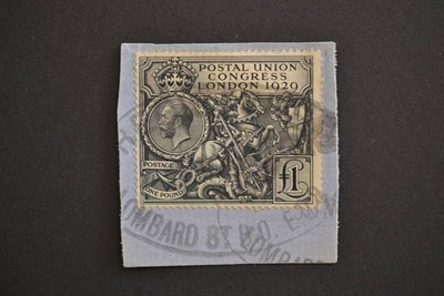 Lot 456 - Great Britain. 1929 £1 U.P.U., used on small piece