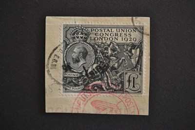 Lot 459 - Great Britain. 1929 U.P.U. £1 used on small piece