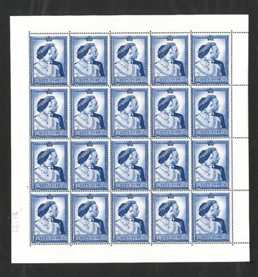 Lot 461 - Great Britain. 1948 Silver Wedding £1 complete sheet of twenty, mint