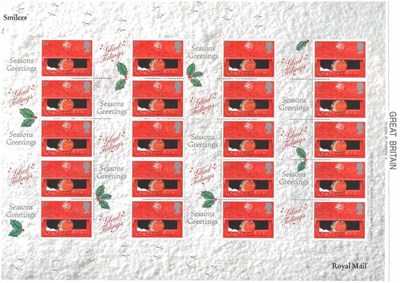 Lot 465 - Great Britain. 2001 Robin and Father Christmas Consignia unmounted 'Smiler' sheets