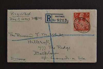 Lot 503 - Great Britain. 21 August 1939 5s on plain registered cover