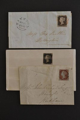 Lot 510 - Great Britain. May 27 1840 entire bearing 1d black M-J four margins tied to cover by red...