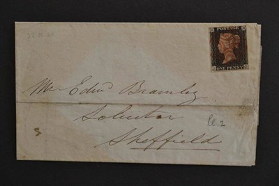 Lot 514 - Great Britain. October 1840 cover to Sheffield, bearing 1840 1d black C-C, plate 2, cancelled...