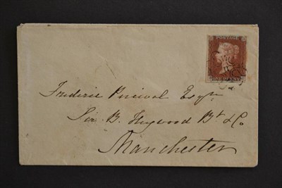 Lot 523 - Great Britain. May 1843 small cover to Manchester, bearing 1841 1d brown red B-C. Four margins tied