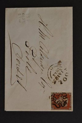 Lot 525 - Great Britain. January 1844 cover to Poole bearing 1841 1d red brown O-A, plate 34, four...