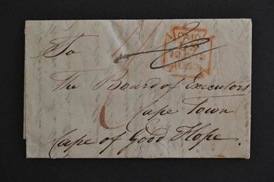 Lot 528 - Great Britain. 1853 Stampless entire to Cape of Good Hope