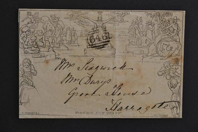 Lot 529 - Great Britain. A December 1858 1d Mulready envelope A165 to Harrogate bearing town obliterator 646.