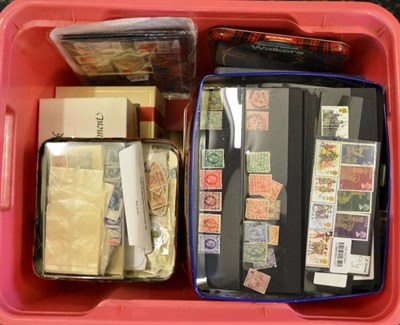 Lot 29 - Five Plastic Containers housing folders containing world issues and loose. A Great Britain used...