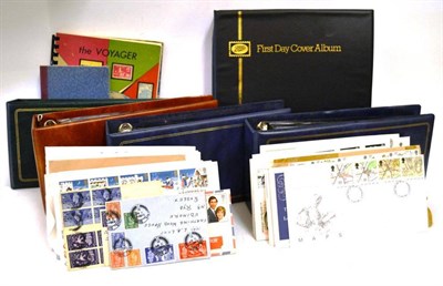 Lot 36 - Two Blue Plastic Containers. Includes Great Britain Presentation packs, FDC's, stamps on paper etc