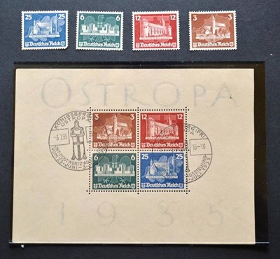 Lot 217 - Germany. 1935 International Philatelic Exhibition mint set and used M/S (minor splitting not...