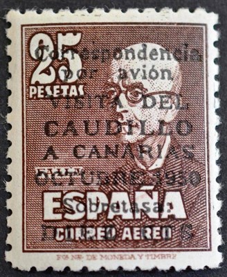 Lot 296 - Spain. 23 October 1950 10c on 25p Air, without control numbers, mint SG 1151a