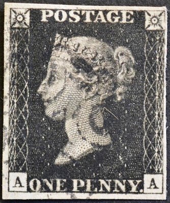 Lot 426 - Great Britain. 1840 1d black A-A, plate 8. Four margins, used with black Maltese cross