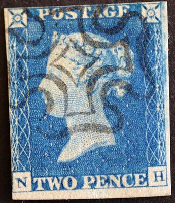 Lot 442 - Great Britain. An 1840 2d blue N-H, two good margins. Used with black Maltese cross