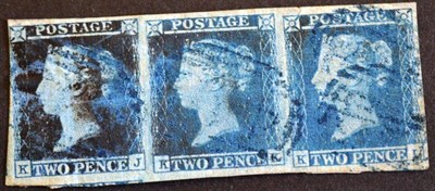 Lot 454 - Great Britain. 1841 2d blue horizontal pair RK/RL with ivory heads. Three margins (fourth just...